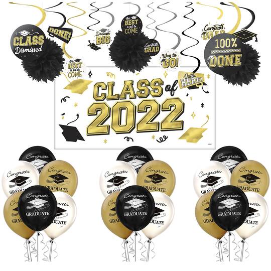 Graduation 2022 Black, Silver, & Gold Super Decorating Kit
